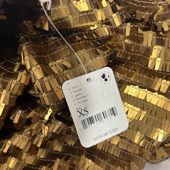 FREE PEOPLE GOLD MATTE PARTY PANTS BELLBOTTOM FLARE NWT XS - Picture 8 of 9